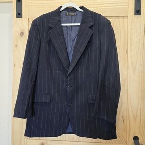 VTG Brooks Brothers Suit Mens 44L Navy Blue Pinstripe 2 Button Wool Pants 40x28